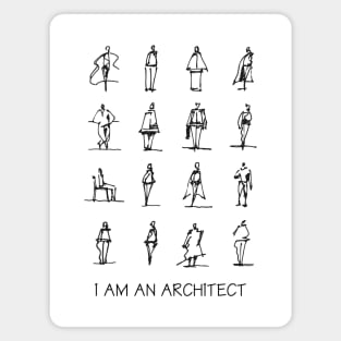 I Am An Architect. People sketches Black Magnet